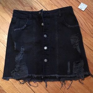 Free People button down destructed denim skirt